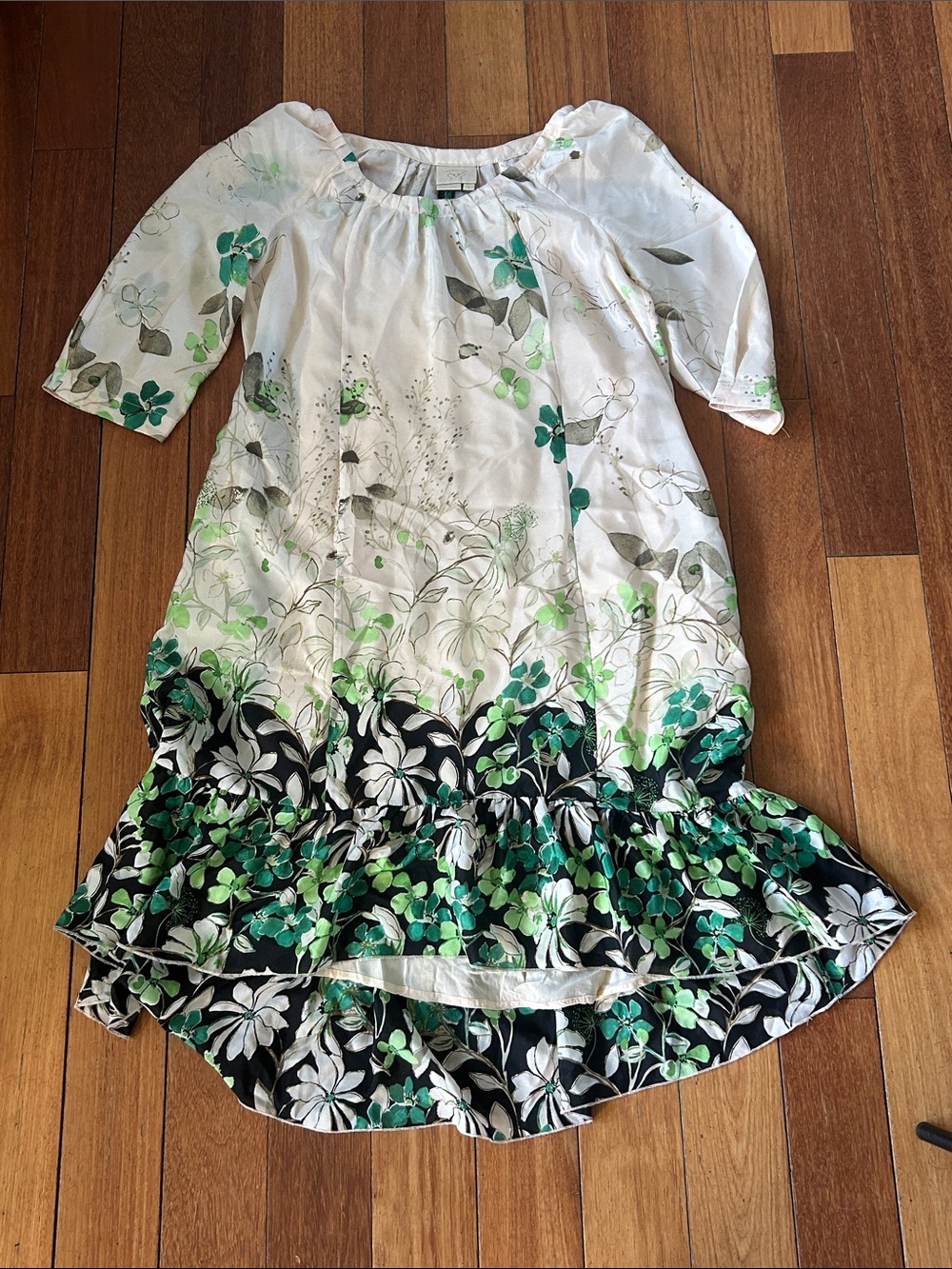 White & Green Floral Women’s Dress